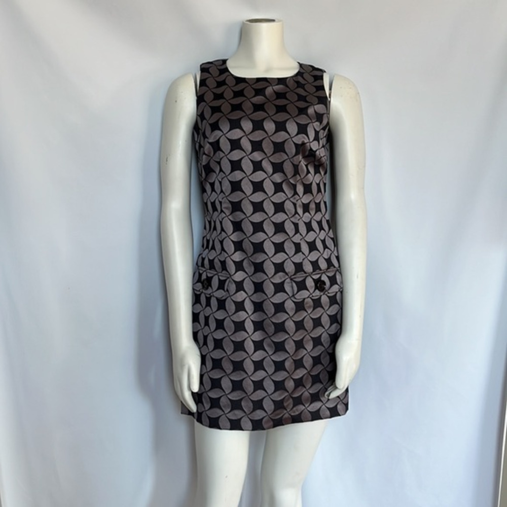 Michael Kors 2 pc Navy Silver Metallic Shift Dress and‎ Blazer Pockets Size 4